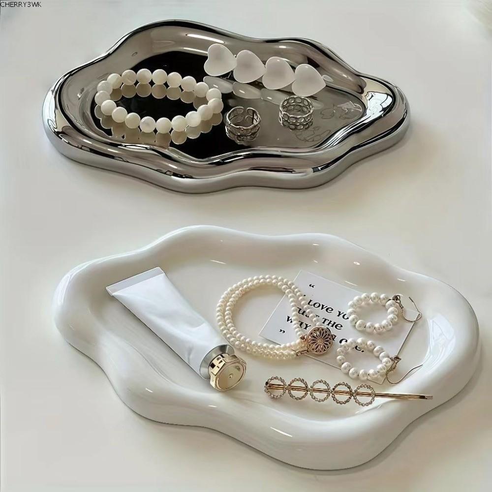 19vjkepshopถาดเครื่องประดับ,แผ่นเก็บขนาดเล็กรูปทรงเมฆ,แผ่นแสดงเครื่องประดับพลาสติกสร้างสรรค์นาฬิกา/กุญแจการจัดเก็บ