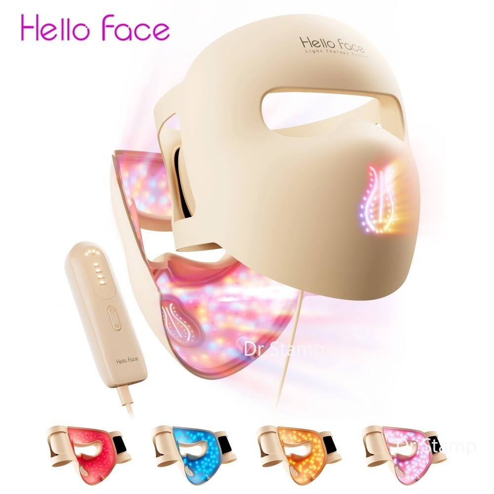 Hello Face M300 4D LED Light Therapy Mask 311 LEDs, 4 โหมด, Anti-Aging & Acne Care, การออกแบบซิลิโคน