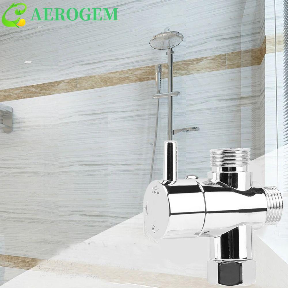 AEROGEM 3 Way Switch Faucet Valve, ทองเหลือง T-adapter 3 Way Shower Head Diverter Valve, อุปกรณ์ห้อง