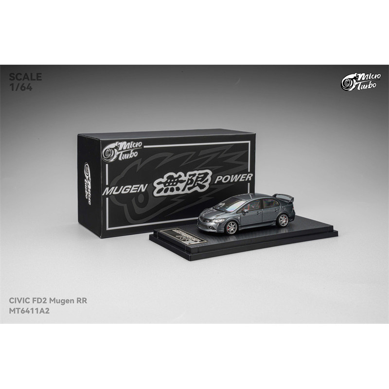 Micro Turbo 1:64 Civic FD2 Mugen RR สีเมทัลลิคสีเทา Limied999 รถโมเดลDiecast