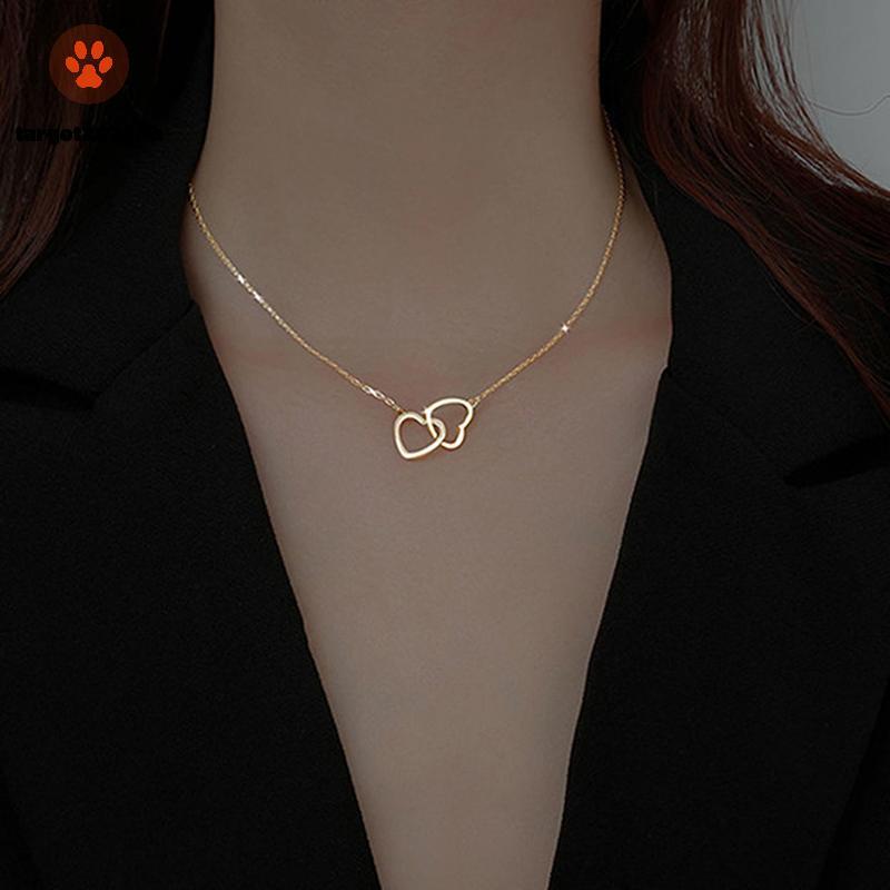 พวงมาลัยหัวใจสองชั้น สแตนเลส มีความโปร่ง สำหรับคอและควรers