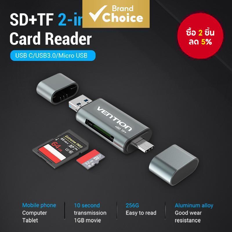 Vention 3 in 1 เครื่องอ่านการ์ด TF SD USB3.0 HUB 5Gbps Micro Type C OTG สําหรับแล็ปท็อป Iphone16 Pho