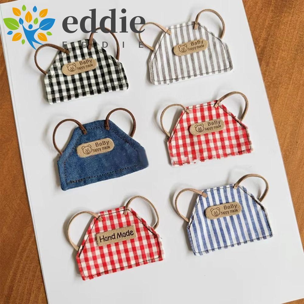 EDIE เสื้อผ้าตุ๊กตา, DIY Retro ลายสก๊อตลายตุ๊กตา Denim ผ้ากันเปื้อน, เด็ก Handmade ชุดลําลอง 10 ซม./