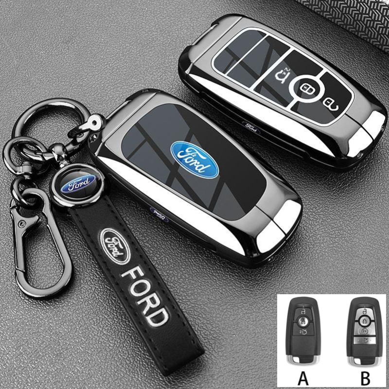 สังกะสีอัลลอยด์พวงกุญแจสําหรับ Ford Edge Explorer Expedition Fusion Mondeo F150 F250 F350, Key ผู้ถือ Key Fob ฝาครอบ Protector Shell