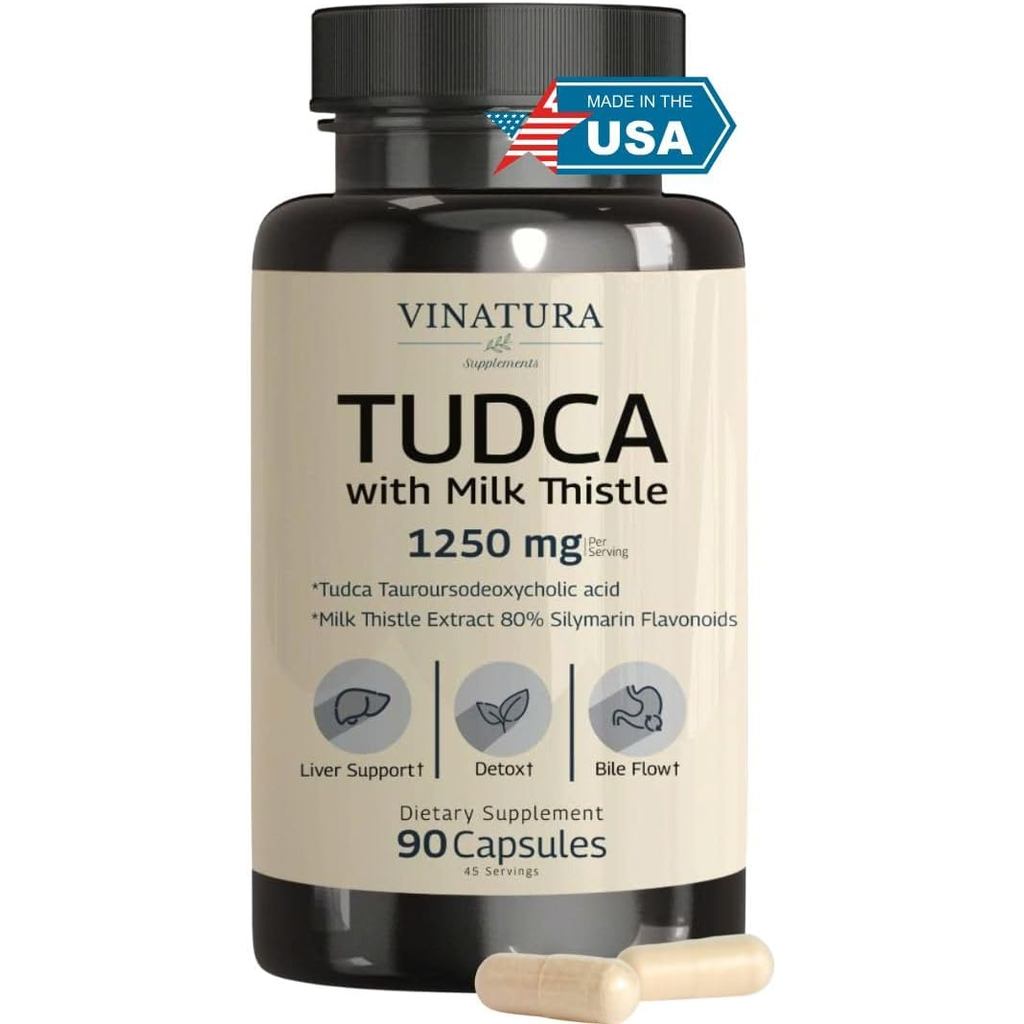 VINATURA TUDCA Thistle 1250mg - Tudca plement, Tudca Bile Salts, พอร์ต r, plements *สหรัฐอเมริกาทําแ