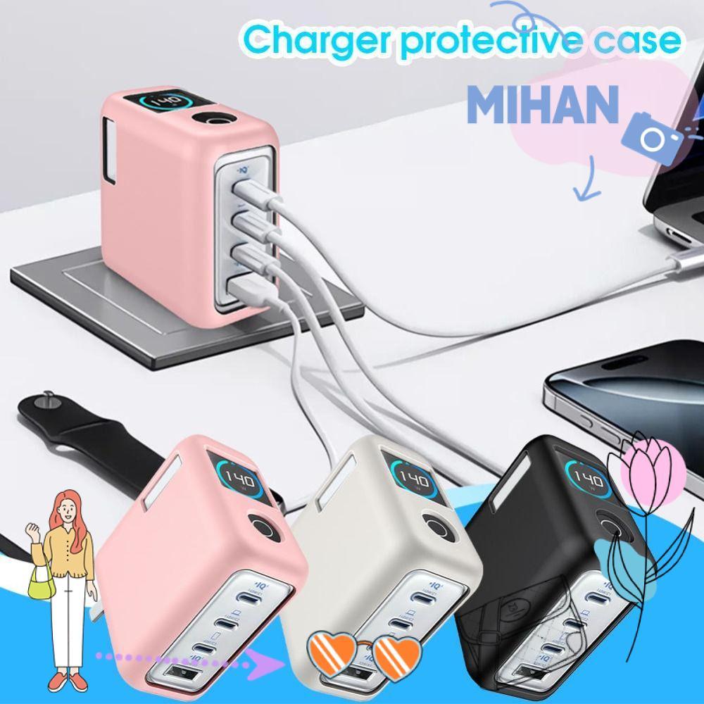 MIHAN ป้องกัน ,ซิลิโคนอ่อนนุ่มสีทึบ, ฝาครอบป้องกันกันกระแทกกันฝุ่นแบบพกพาคุณภาพสูงสําหรับ Anker Zolo 140W Charger Travel