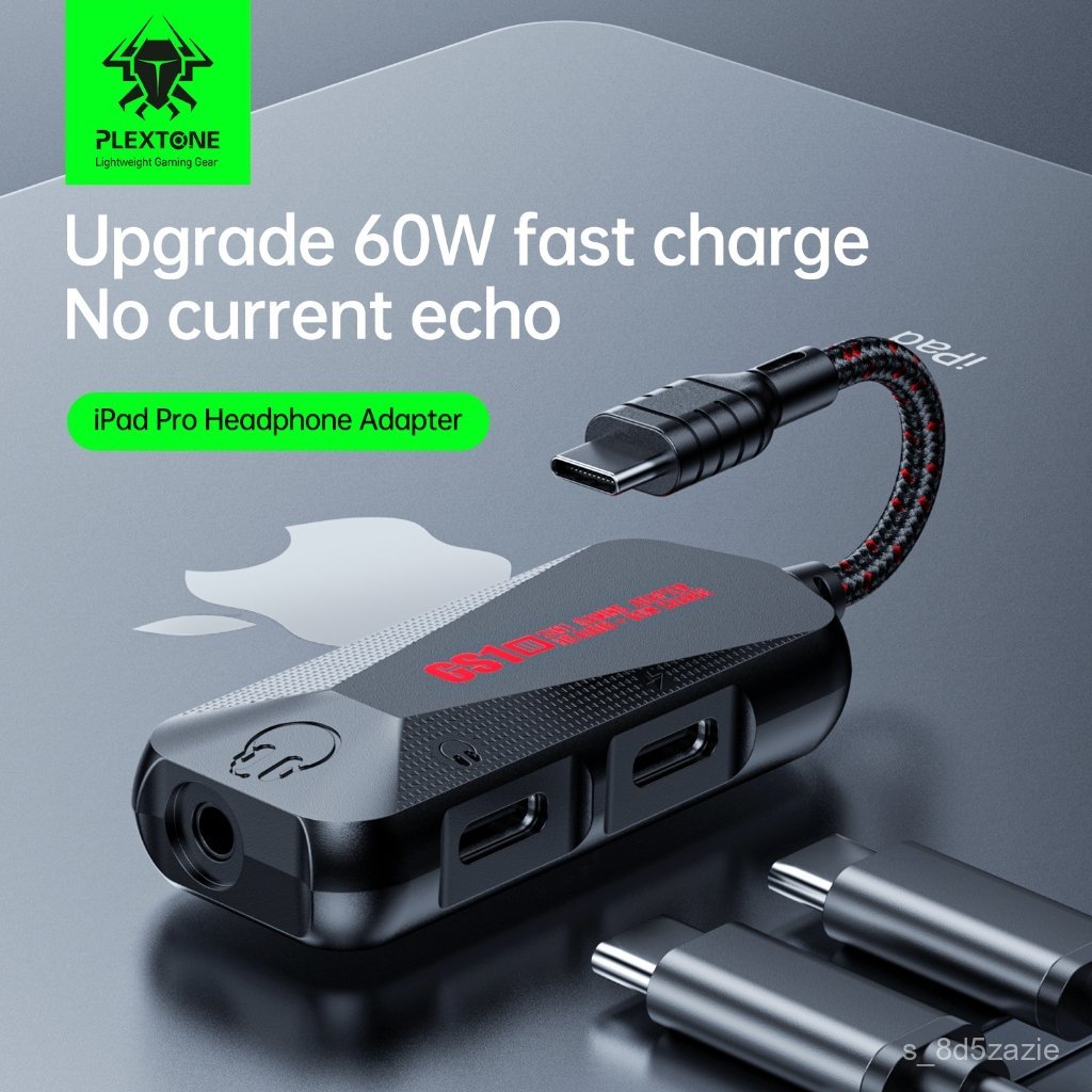 Tops PLEXTONE GS1 3in1 Type C to 3.5mm Female Headphone Jack + Charge Adapter with USB C to Aux Audi