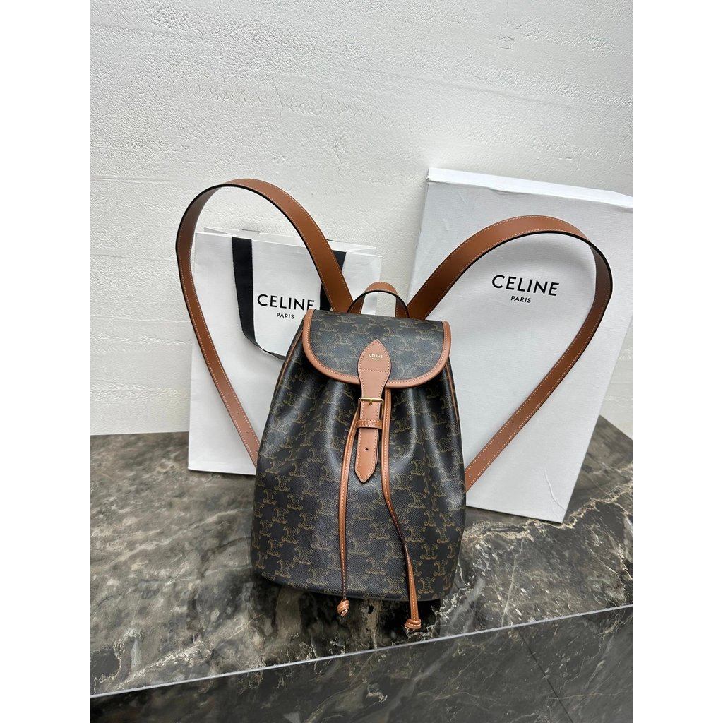 Celine TRIOMPHE CANVAS Logo Print Backpack กระเป๋าผู้หญิง