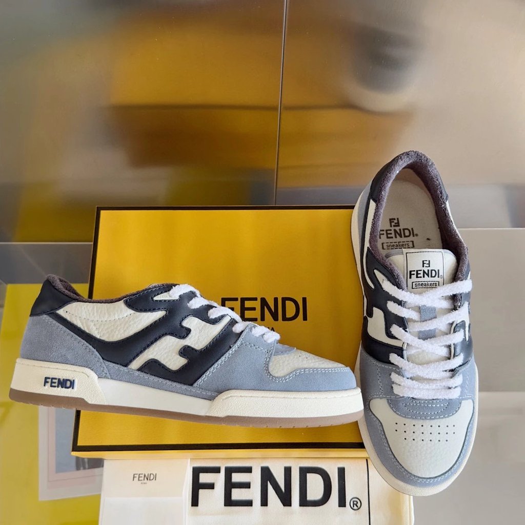 Fendi match รองเท้าผ้าใบลําลอง Velcro คู่ล่าสุด