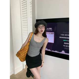 <Moses Queen> เสื้อกล้ามสีส้มฟักทองสำหรับผู้หญิง เหมาะสำหรับใส่เป็นเสื้อตัวนอกหรือตัวใน เสื้อแขนกุด