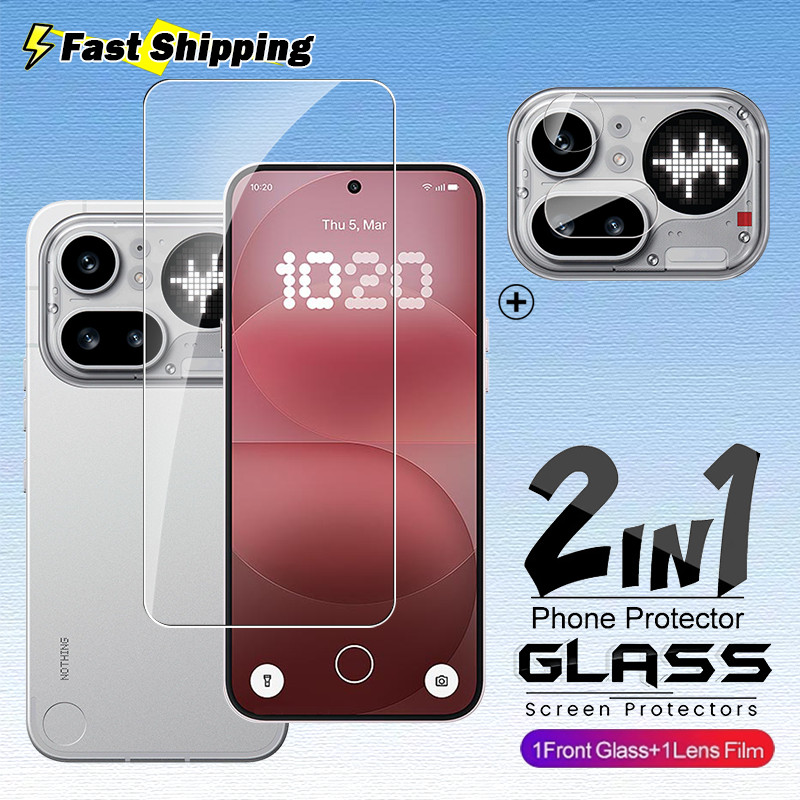 2in1 สําหรับลายนิ้วมือปลดล็อคกระจกนิรภัยสําหรับ Nothing โทรศัพท์ 4a 3a 2a Pro Lite Plus Phone4a 4aPro 3 2 5G 3D Protector เต็มหน้าจอ HD หน้าจอเลนส์ป้องกันฟิล์ม