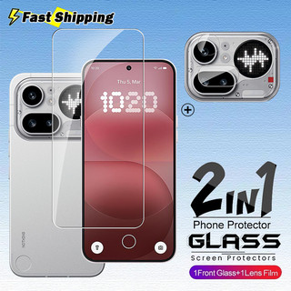 2in1 สําหรับลายนิ้วมือปลดล็อคกระจกนิรภัยสําหรับ Nothing โทรศัพท์ 4a 3a 2a Pro Lite Plus Phone4a 4aPro 3 2 5G 3D Protector เต็มหน้าจอ HD หน้าจอเลนส์ป้องกันฟิล์ม