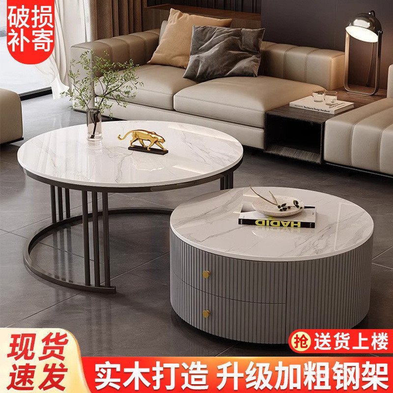 ตารางแสงหรูหราพาร์ทเมนท์ขนาดเล็กในครัวเรือนตาราง Living Rock ด้านข้าง Nordic Rock Marble โมเดิร์นรอบ