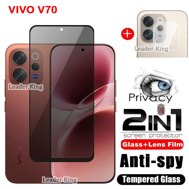 Pricacy ฟิล์มเต็มจอ กันเเสือก For ViVo V70 ฟิล์มกันรอย + ฟิล์มเลนส์ 034