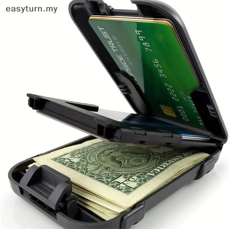Eas Slim Wallet RFID Bloing Wallet สําหรับชายที่ถอดออกได้เงินกระเป๋าสตางค์โลหะคลิปเงินสําหรับชาย Cru