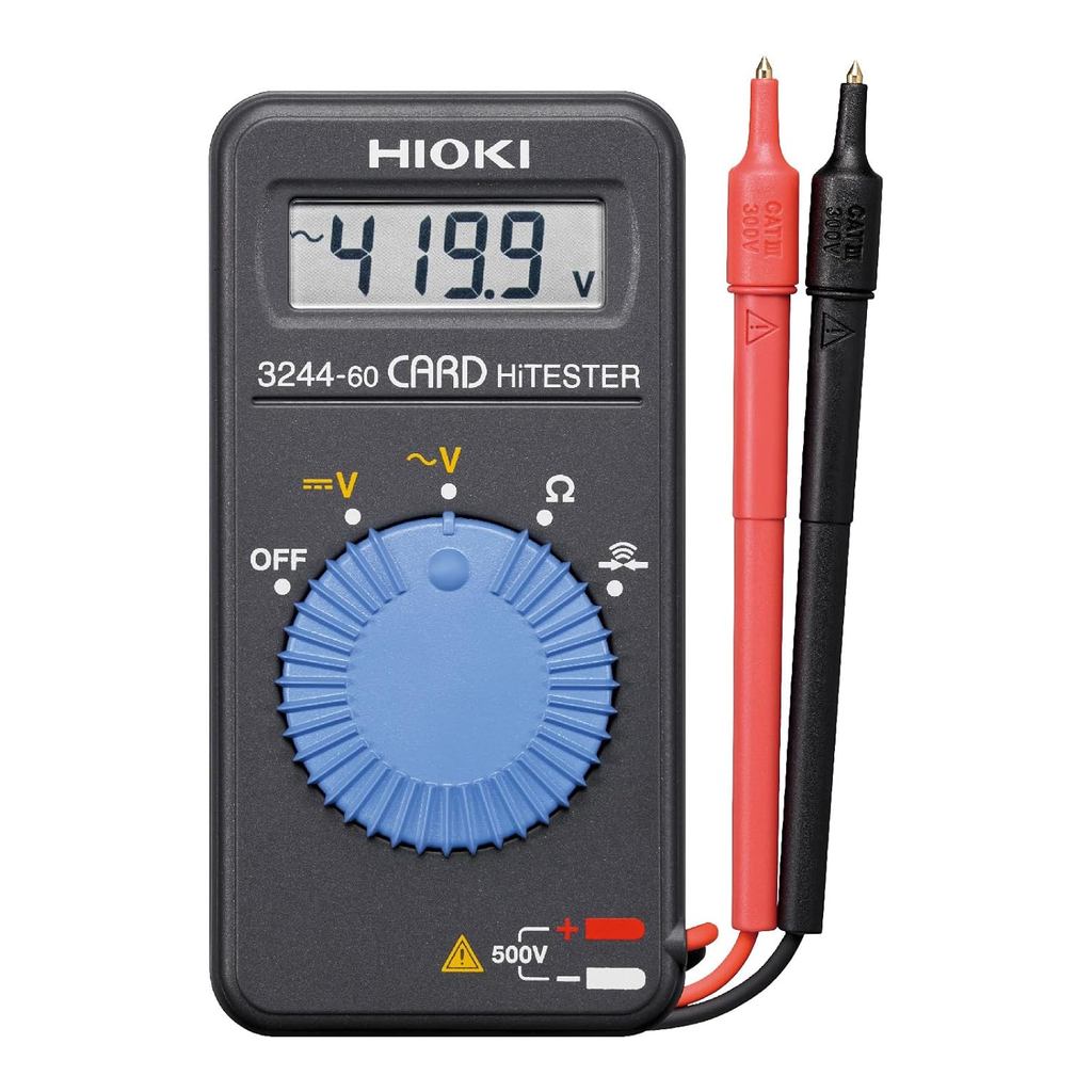 Hioki 3244-60 Card HiTester และมัลติมิเตอร์แบบดิจิตอล, ความต้านทาน Megaohms 41.99, แรงดันไฟฟ้า AC/DC