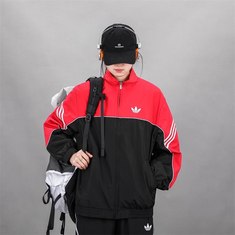 เสื้อแจ็คเก็ตเสื้อกันลมปักลายสําหรับผู้ชายเสื้อแจ็คเก็ตกีฬาทรงหลวม ไม่จํากัดเพศ