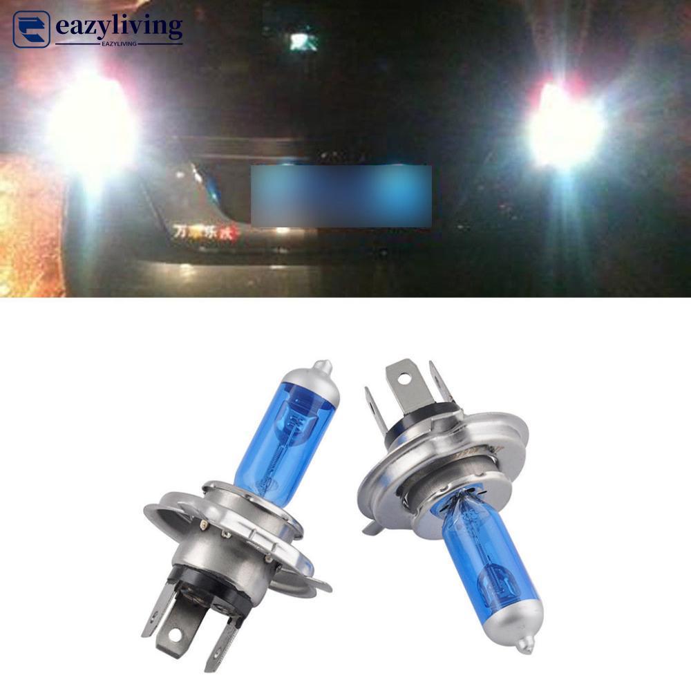 EAZYLIVING 2 ชิ้น H4/HB2 9003 รถ Ultra White 100W 6000K Bright ฮาโลเจนไฟหน้าหลอดไฟ W5Y4
