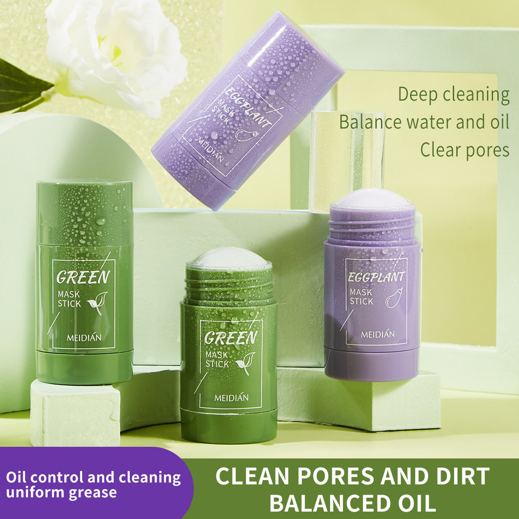 Meidian Green Tea Solid Mask Deep Cleanser, Moist Inha Mens Blue Powder Powder Powder Loose Loose Po