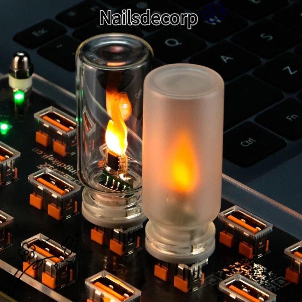 NAILS USB ไฟ LED,ประเภทเปลวไฟ 5V USB รถบรรยากาศแสง,แบบพกพาแก้ว ABS LED Filament หลอดไฟวันหยุด