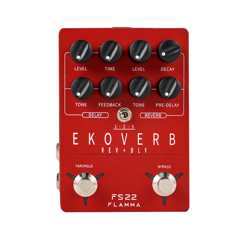 FLAMMA FS22 Ekoverb Dual Reverb Delay Pedal พร้อม Freeze และ Trail On Function พร้อมแหล่งจ่ายไฟ