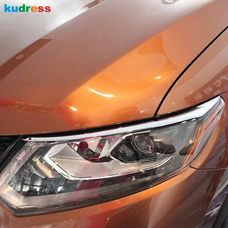 สําหรับ Nissan X-Trail Rogue T32 2014 2015 2016 Chrome รถด้านหน้าหัวโคมไฟคิ้วฝาครอบ Trim ไฟหน้า Eyel