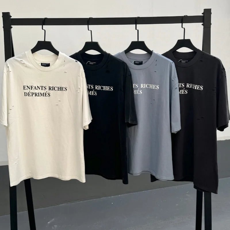 ERD Melanchon Fu รุ่นที่สอง American Street สวม Heavy ซักผ้าน้ํา Distressed Destruction แนวตั้ง Crac