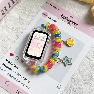 สายรัดผมสุดน่ารักสำหรับฤดูร้อน สำหรับ Xiaomi Smart Band 9 Active / 8 Active สายรัดข้อมือสำรองสำหรับผู้หญิง สมาร์ทวอทช์ Redmi band 3 2