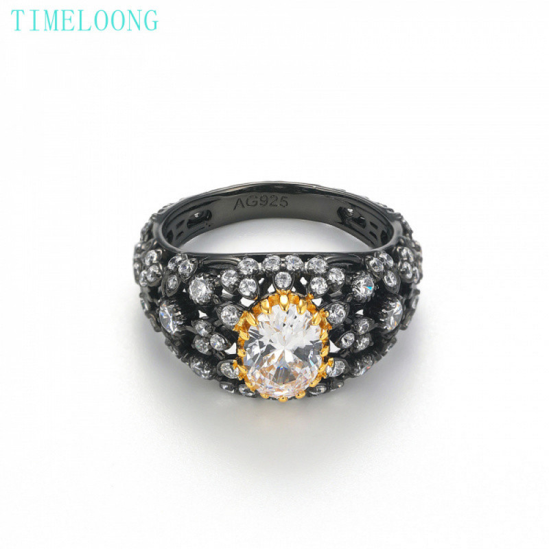 925 เงินสเตอร์ลิงรูปไข่ตัด 6*8 MM Lab Sapphire สูงคาร์บอนเพชรอัญมณีสําหรับผู้หญิงแหวนงานแต่งงานหมั้น
