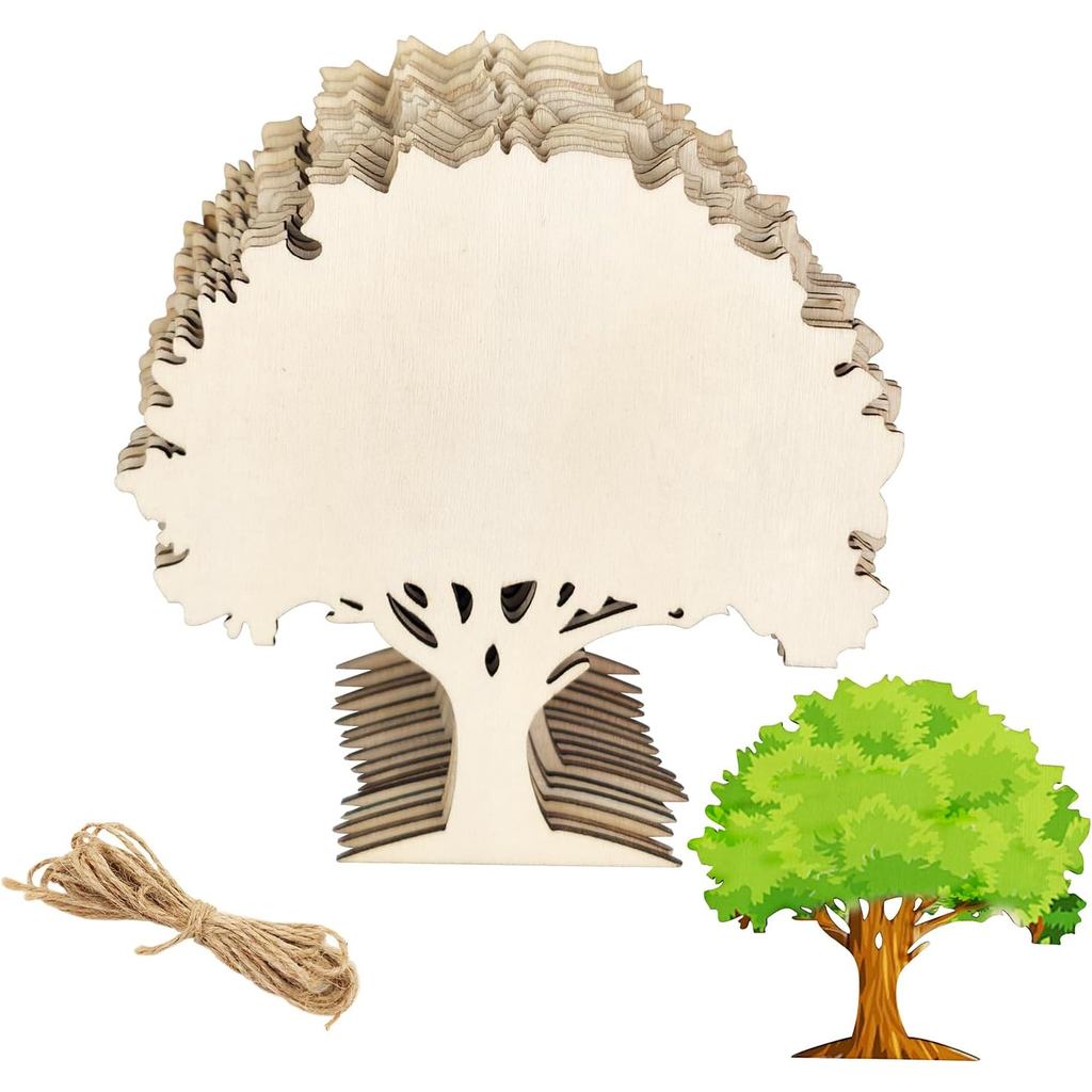 30 แพ็ค 4 นิ้วไม้ Oak Tree Cutouts ยังไม่เสร็จไม้ Oak Tree แขวนเครื่องประดับ DIY Oak Tree Craft ของข