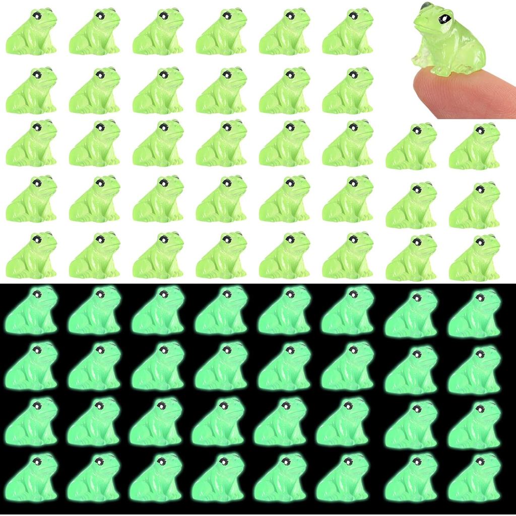 Shappy 70 เรซิ่นมินิกบ Miniature Figurines สัตว์เรืองแสงใน Dark Tiny กบสําหรับสวนภูมิทัศน์ Micro DIY