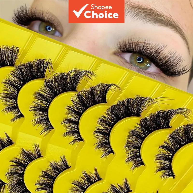 Mango Eye Extensions 7 คู่ Ultra Light 3D Stripe D-Roll Long-lasting Fluffy Eyelashes