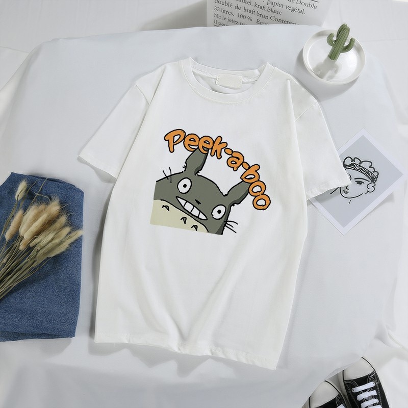 CODReady Stock น่ารักการ์ตูน Totoro Design เสื้อยืดผู้ชายและผู้หญิงรอบคอแขนสั้นเสื้อยืดฤดูร้อนใหม่ C