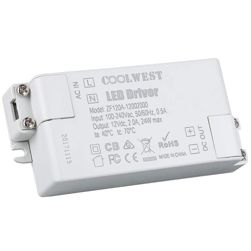 COOLWEST Transformer Driver Power Supply 24W 12V สําหรับไฟ LED Strip และ G4, MR11, MR16 หลอดไฟ
