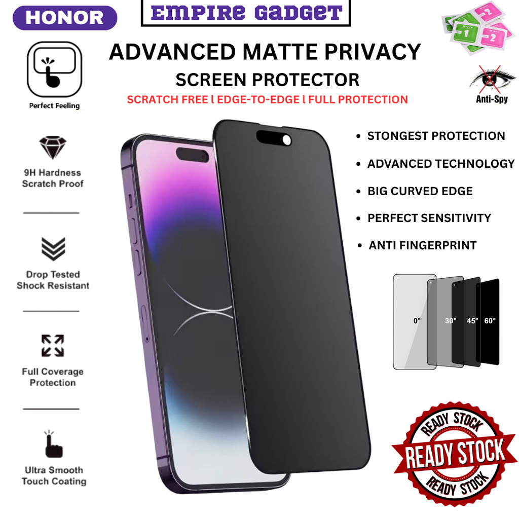 ขั้นสูง Matte Privacy HONOR X9D,X7D,X8B,90Lite,400Smart,400Lite,400,200Lite,200Smart Screen Protecto