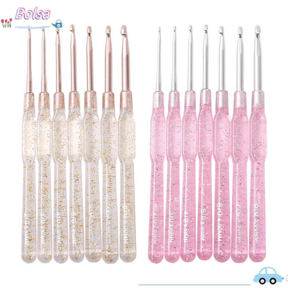BOLSA 7PCS DIY เครื่องมือถัก, 2.0-5.0 มม.สีสันจับโครเชต์ตะขอชุด,เดี่ยวอลูมิเนียม Hand-made ถักโครเชต์ Amigrumi หัตถกรรม
