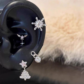 1PC Pretty Alloy Snowflake Wings Star Tree Stud ต่างหูสําหรับสุภาพสตรี