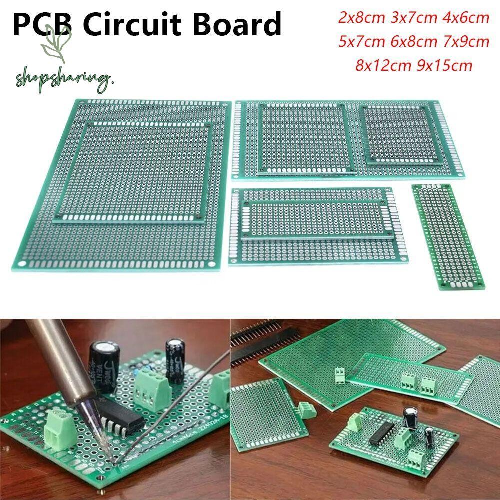 SHOPSHARING 1 ชิ้น PCB Board,สองด้าน Universal Prototype Board,ทนทาน 2x8 3x7 4x6 5x7 6x8 7x9 8x12 9x