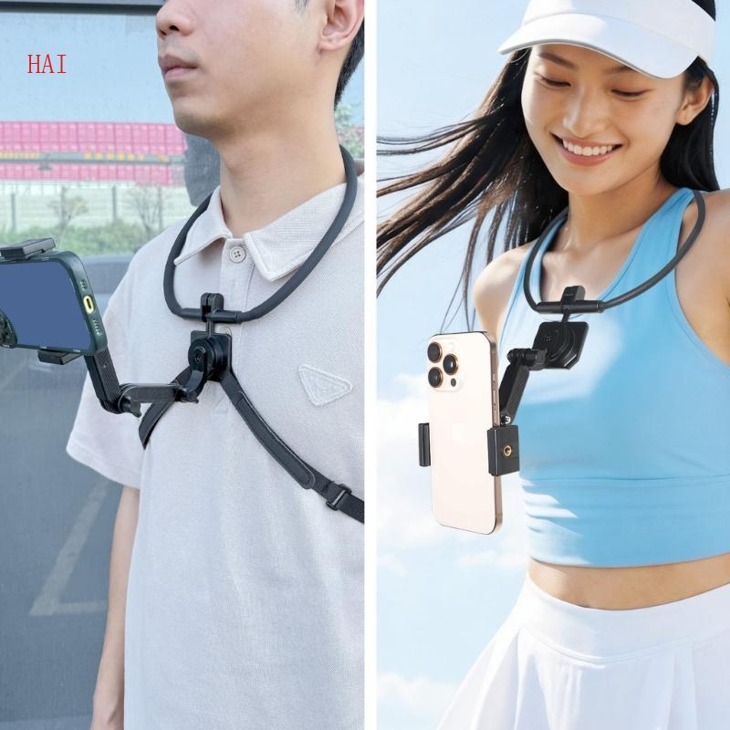 HAI ที่วางโทรศัพท์แบบคล้องคอ POV Vlog การบันทึก Selfier Handfree Neck Mount สําหรับโทรศัพท์มือถือ