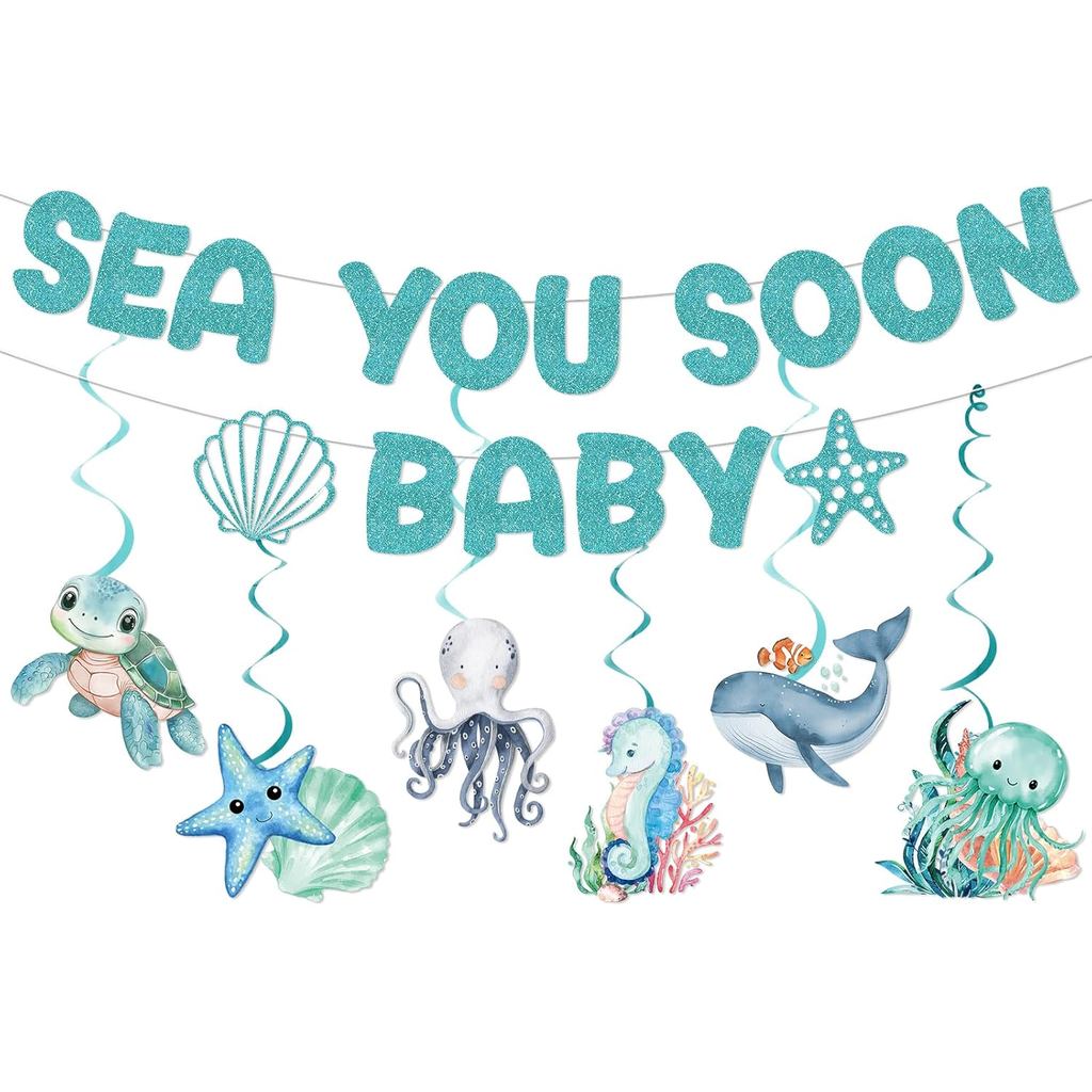 Sea You Soon Baby Shower Decorative - Under The Sea Baby Shower Decorative Sea You Soon Baby Banner
