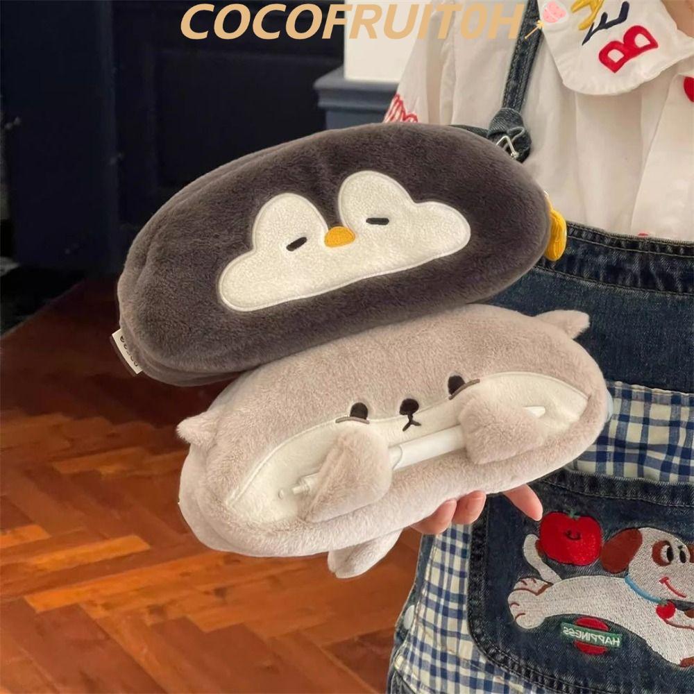 COCOFRUIT0H ดินสอ, กระเป๋าปากกาความจุขนาดใหญ่ตุ๊กตา, มัลติฟังก์ชั่น Otter Penguin ปากกากล่องนักเรียน