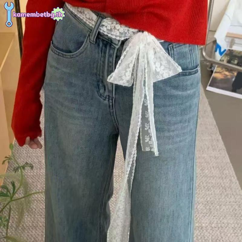 ชุด.accessories สไตล์Y2K ลายลูกไม้ พร้อมเข็มขัดและผ้าพันผม