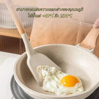 ชุดตะหลิวทอดซิลิโคนเคลือบสารกันติด / ตะหลิว ทัพพี และอุปกรณ์ทำครัวคุณภาพสูง ทนความร้อน เกรดอาหาร พร้อมด้ามไม้