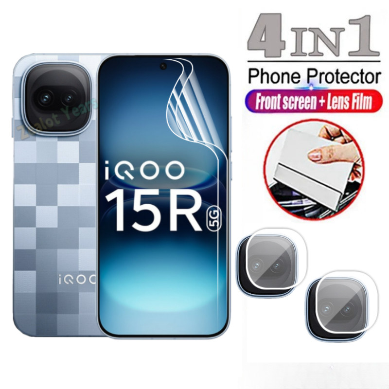 ฟิล์มไฮโดรเจล 4in1 สําหรับ iQOO 15R 5G Z11 Turbo 5G ป้องกันหน้าจอ Soft Fibre แก้วด้านหลังกล้องเลนส์ฟิล์ม