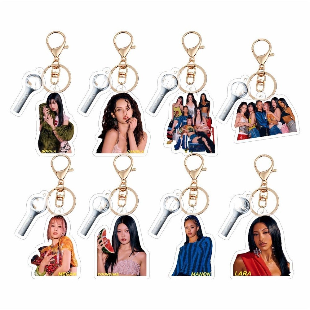 Hot Girls พวงกุญแจอะคริลิค KATSEYE Lightstick พวงกุญแจจี้ MEGAN DANIELA SOPHIA YOONCHAE LARA MANON ก