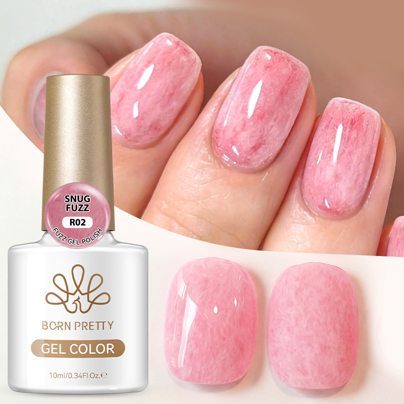 BORN PRETTY Snug Fuzz สีชมพูเจลเล็บเล็บอุปกรณ์เคลือบเงากึ่งถาวร Soak Off UV LED เล็บ 10ml