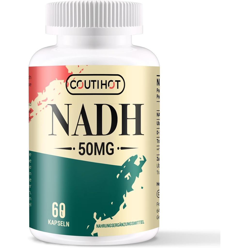 NADH 50mg แคปซูล 60 เม็ด ชนิด NAD+ Restoration โดสสูง มาพร้อม Coenzyme Q10 200mg และ D-Ribose 150mg 