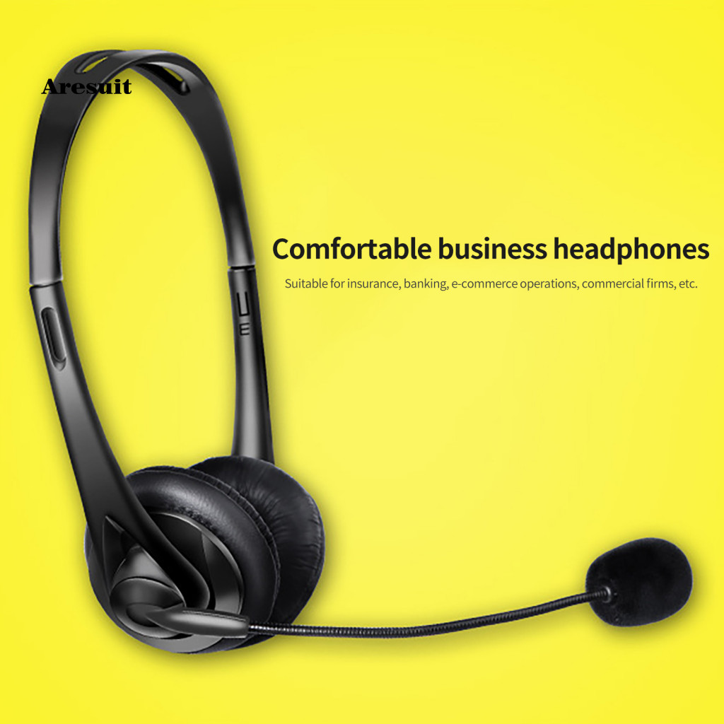 [Aresuit] ชุดหูฟังธุรกิจ เอฟเฟกต์เสียงที่รองรับ HD Noise Cancelling Breathable 35 มม.แบบมีสาย Call Center หูฟังพร้อมไมโครโฟนสําหรับรถบรรทุกไดร์เวอร์สํา