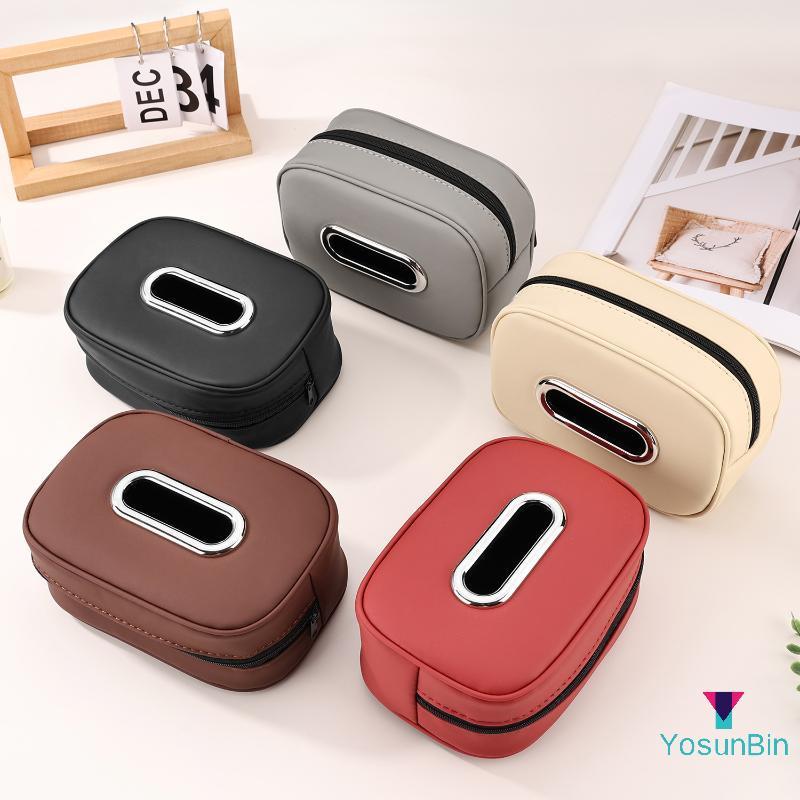 YosunBin] Car Tissue Box Holder Nappa Leather Car Center Console Armrest Napkin Box Sun Visor Baseat