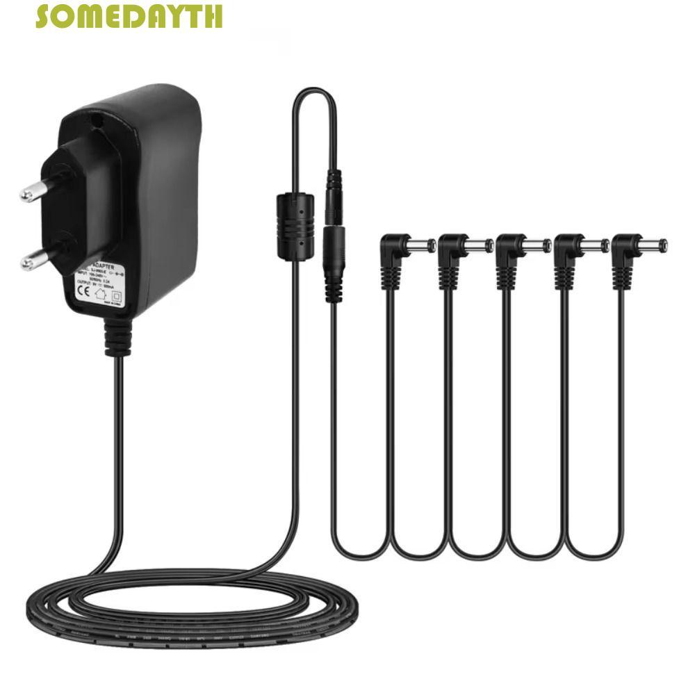 SOMEDAY กีตาร์ไฟฟ้า Power Adapter, 5 Way 9V 500mA กีตาร์เหยียบแหล่งจ่ายไฟ, Effect Pedal AC DC Noiseless Center Negative Bass Power Adapter Wire Music School